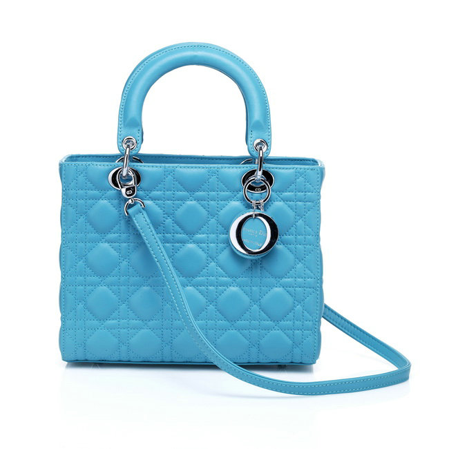 replica jumbo lady dior lambskin leather 6325 skyblue - Click Image to Close